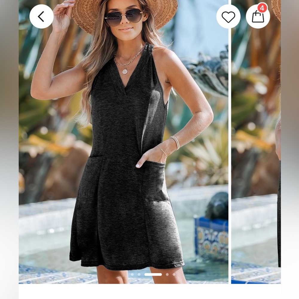 Cupshe Black Sleeveless Patch Pocket Jersey Dress